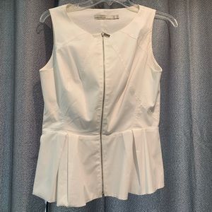 Karen Mullen zip up peplum sleeveless blouse